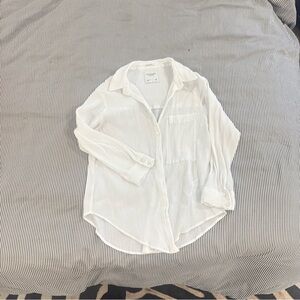 Abercrombie & Fitch Sheer Easy-Peasy Button-Up White - Large - Like New
